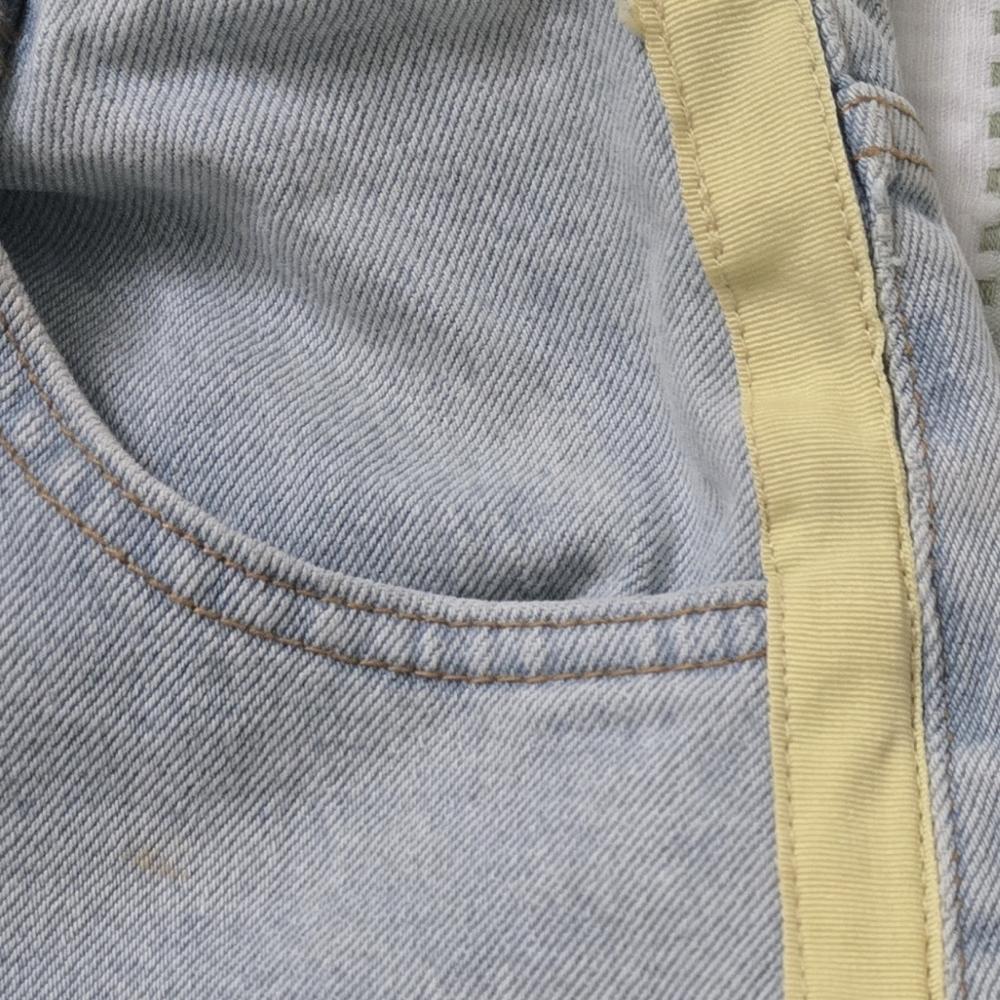 🌟Zara Light Wash Denim Shorts with Yellow Stripe - Picture 4 of 6